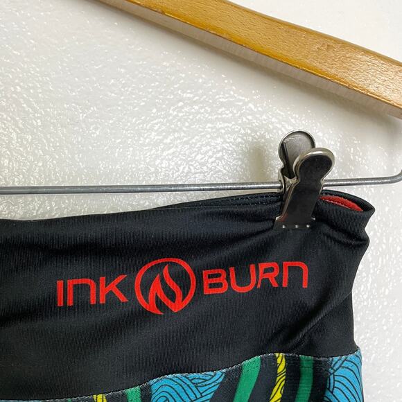 INKnBurn Womens Cropped Tights Size 6 Turtle Multi Run Jog Train Art Gym Workout - Picture 6 of 8